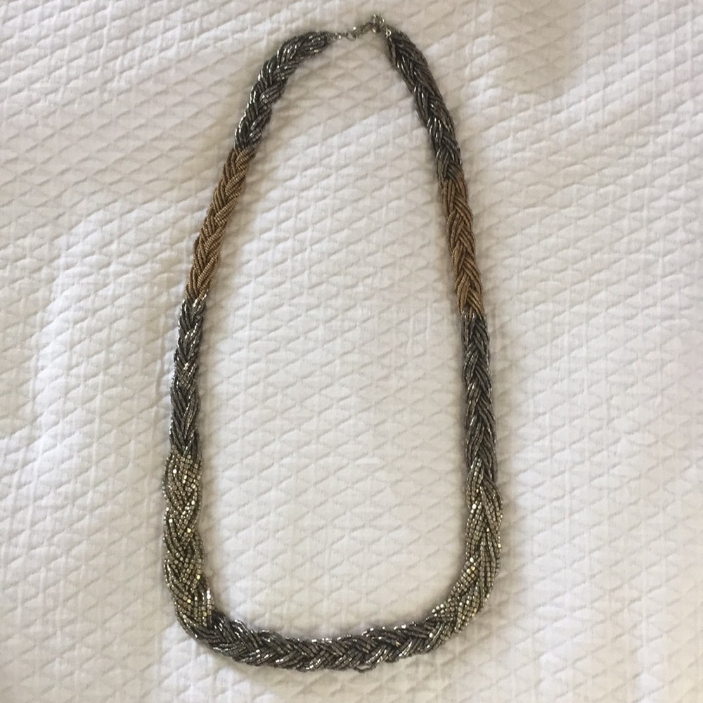 Braided metallic bedded necklace